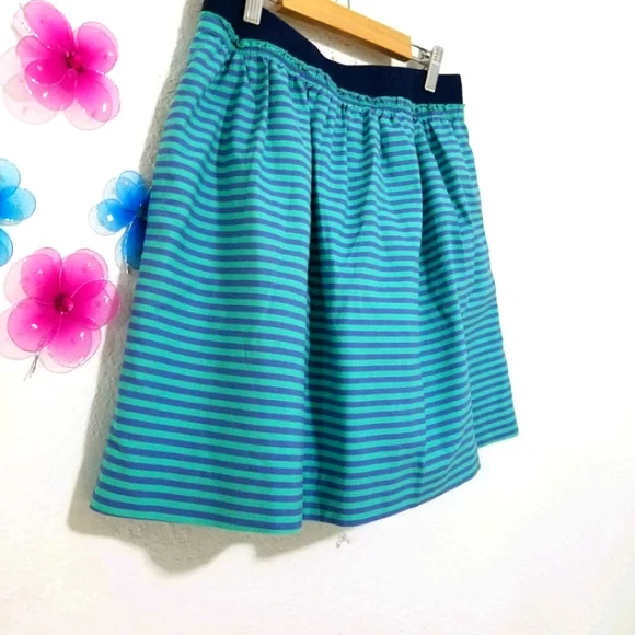 J. CREW Teal/Navy Stripe Skirt Sz 4 - Picture 4 of 8